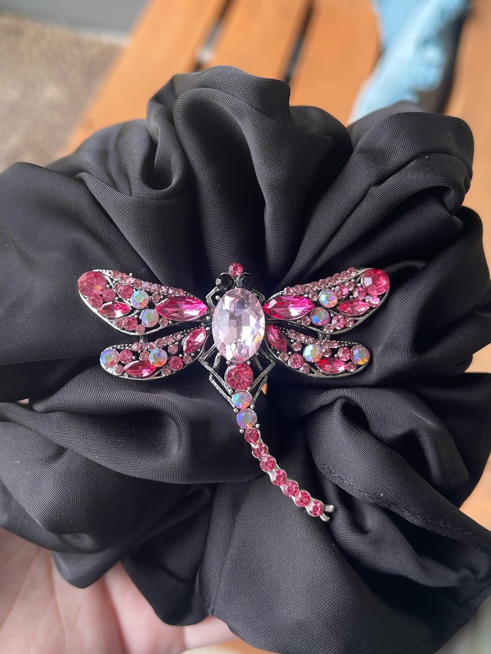 Pink Crystal Dragonfly Brooch Pin